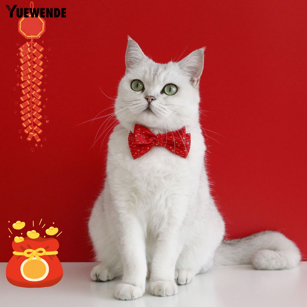 Vòng Cổ Vải Nhung Màu Đỏ Tinh Xảo Chống Bong Tróc Có Thể Điều Chỉnh Phụ Kiện Chụp Ảnh Năm Mới Cho Thú Cưng