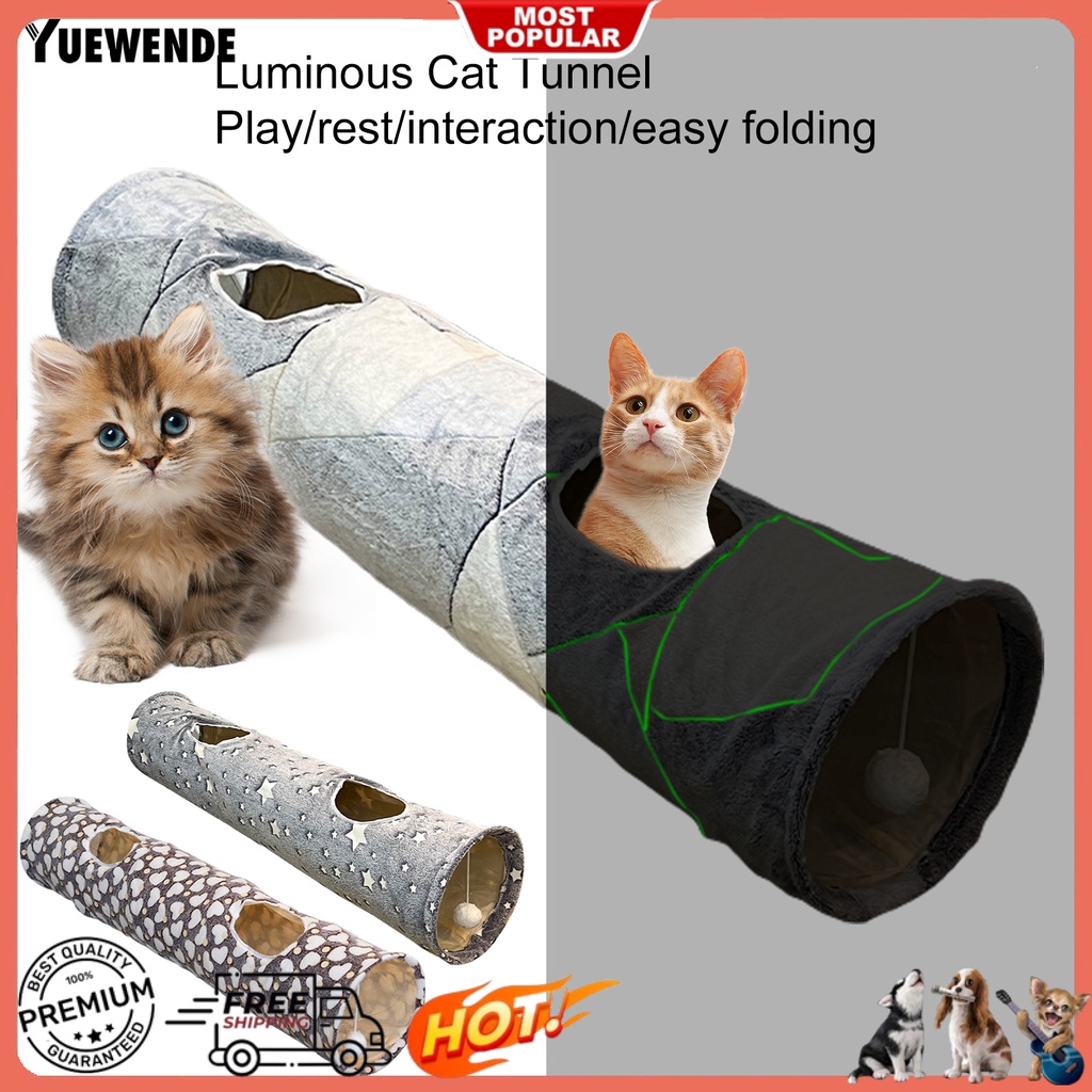 Đường Hầm Mềm Mại In Họa Tiết Trăng Sao Dạ Quang Có Bóng Lông Cho Mèo Cưng