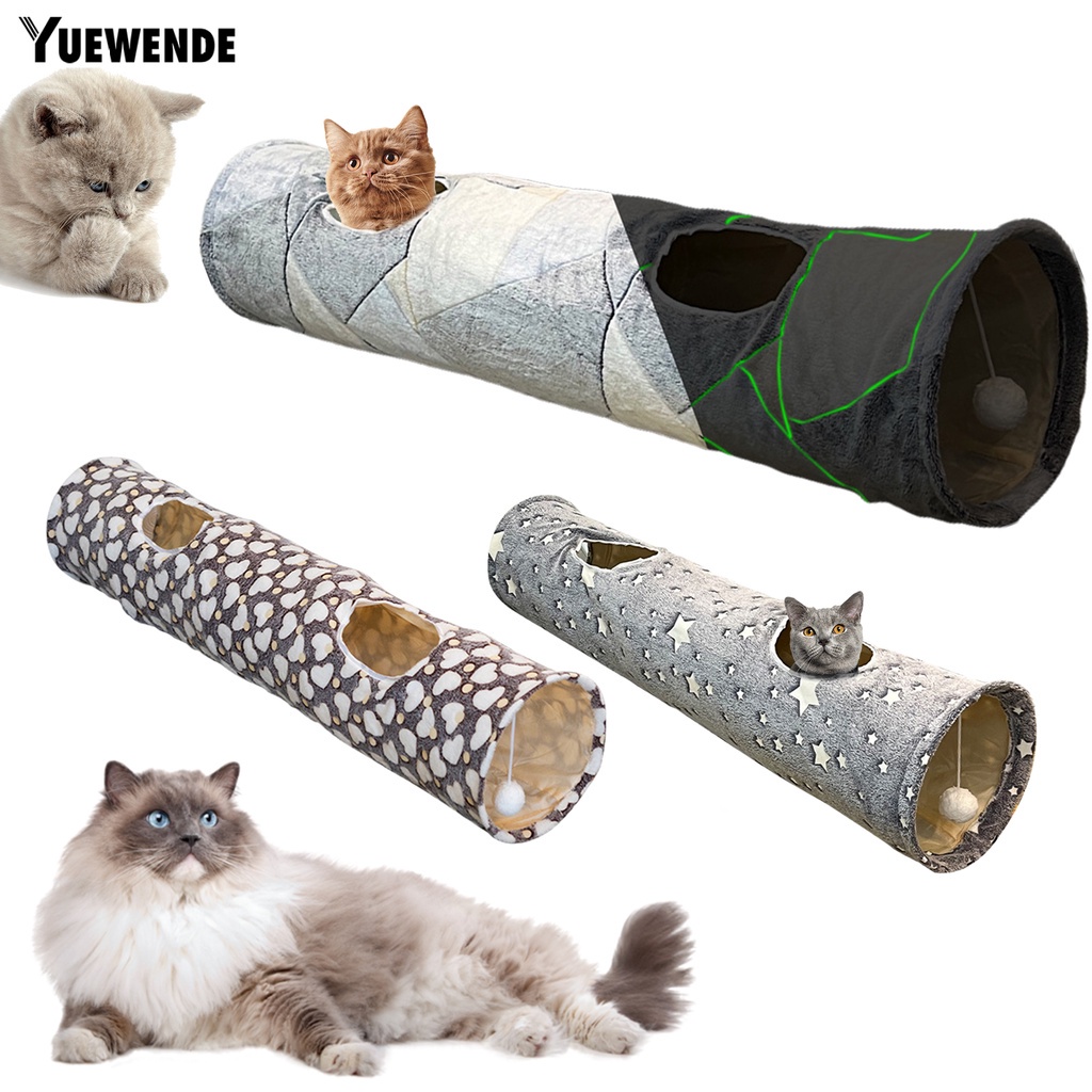 Đường Hầm Mềm Mại In Họa Tiết Trăng Sao Dạ Quang Có Bóng Lông Cho Mèo Cưng