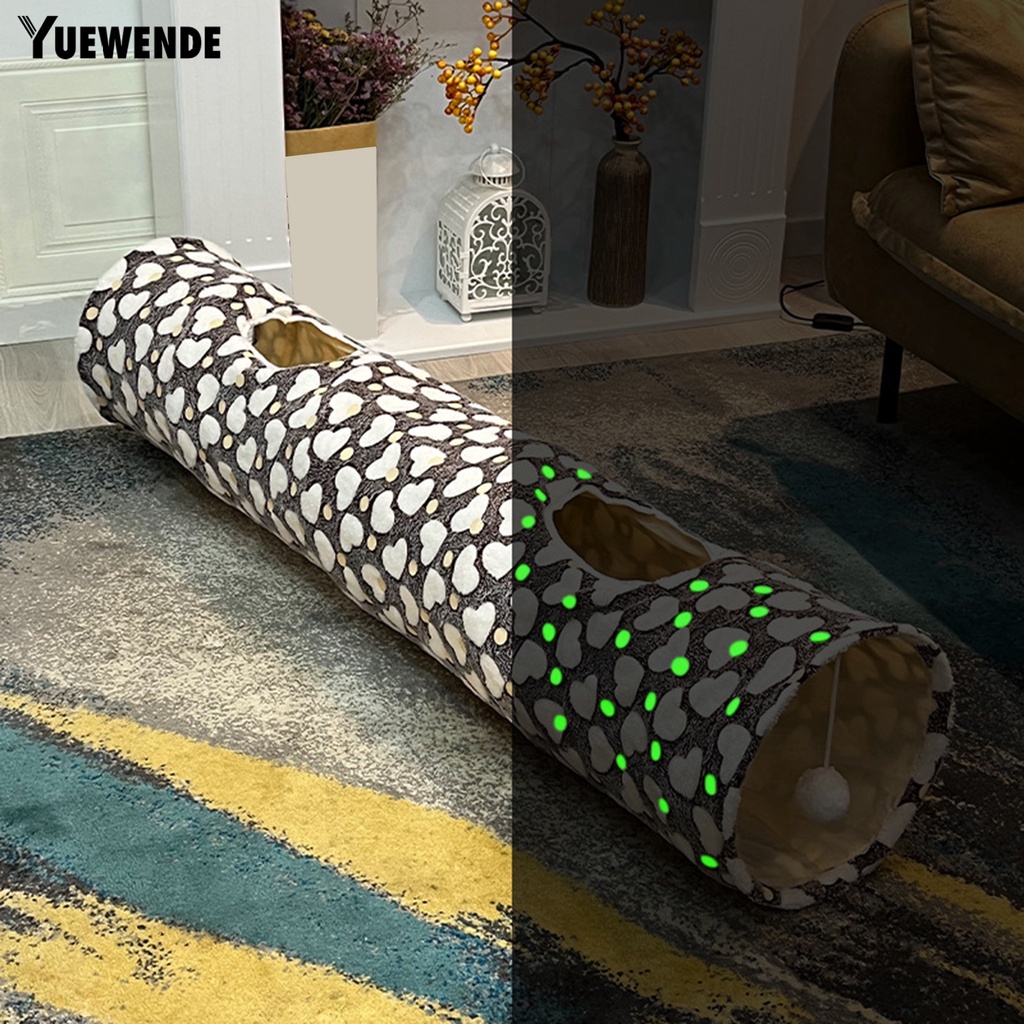 Đường Hầm Mềm Mại In Họa Tiết Trăng Sao Dạ Quang Có Bóng Lông Cho Mèo Cưng