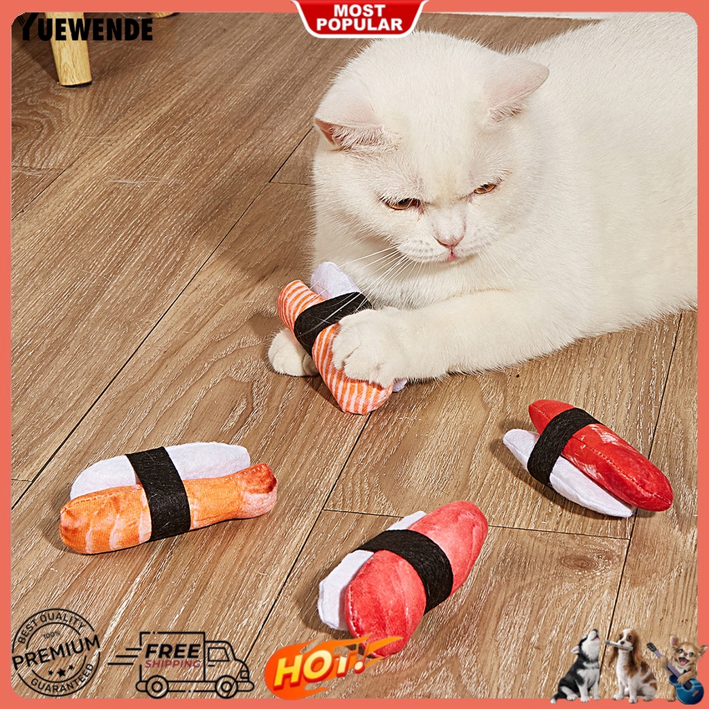 Yr.t Đồ Chơi Tương Tác Với Mèo Hình Sushi Nhồi Bông Tự Nhiên Chống Trầy Xước Thực Tế Thật Tự
