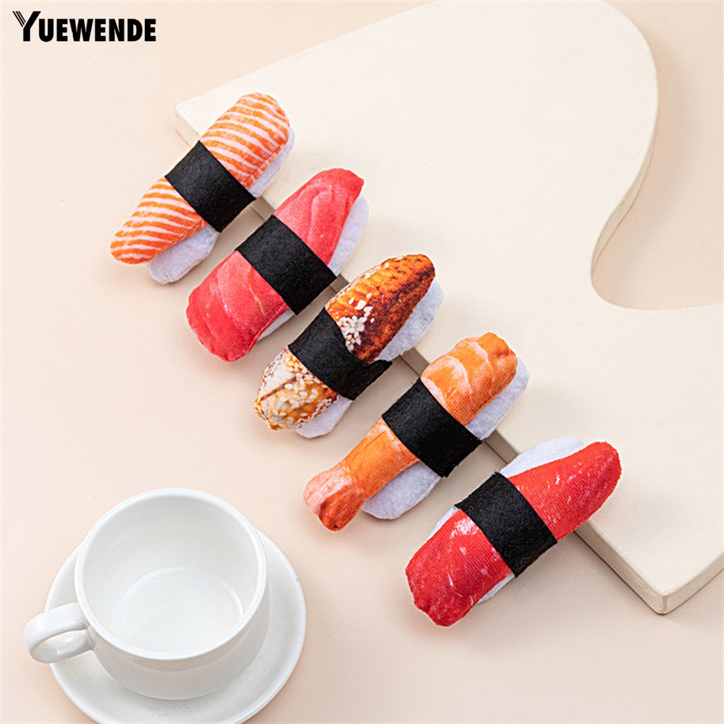 Yr.t Đồ Chơi Tương Tác Với Mèo Hình Sushi Nhồi Bông Tự Nhiên Chống Trầy Xước Thực Tế Thật Tự