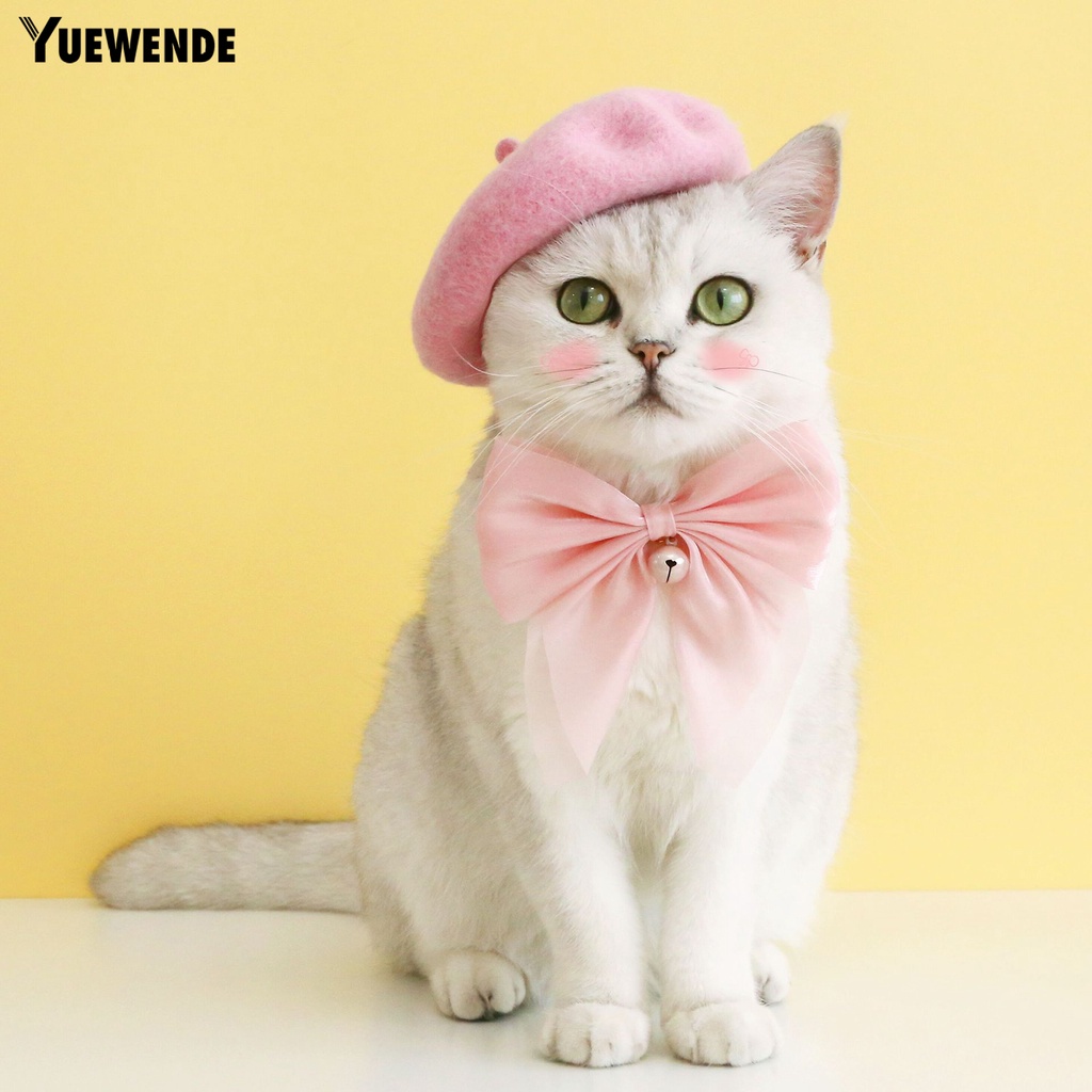 Mũ Beret Co Giãn Dễ Thương Có Dây Điều Chỉnh Trang Trí Cho Mèo Cưng