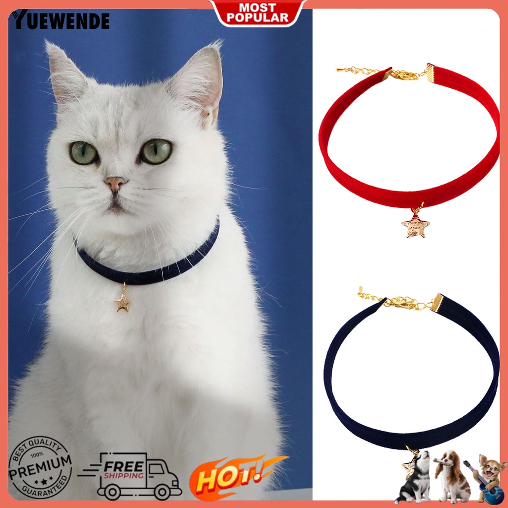 Vòng Cổ Bằng Nhung Mini Hình Ngôi Sao Chống Mài Mòn Có Thể Điều Chỉnh Cho Thú Cưng