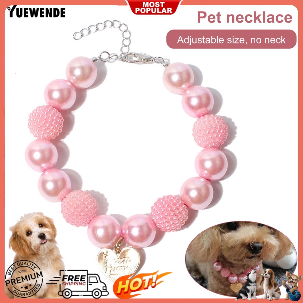Vòng Cổ Ngọc Trai Giả Mặt Trái Tim Bằng Nhựa Resin Thời Trang Cho Cún Cưng YR.T