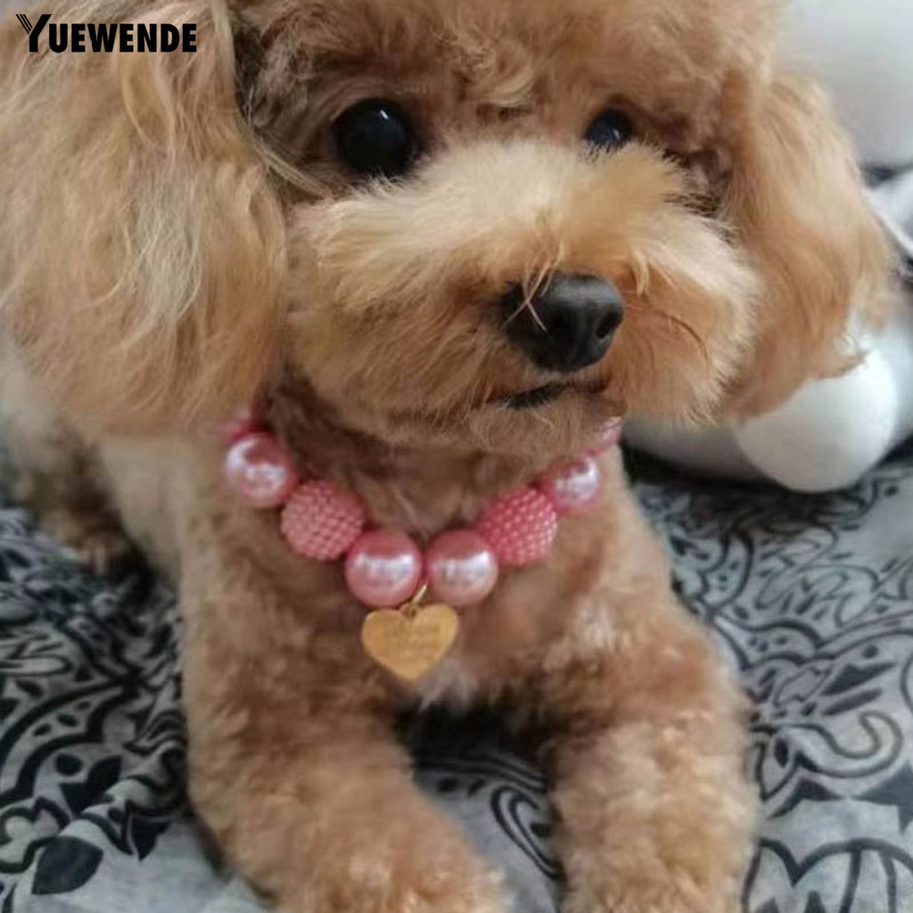 Vòng Cổ Ngọc Trai Giả Mặt Trái Tim Bằng Nhựa Resin Thời Trang Cho Cún Cưng YR.T