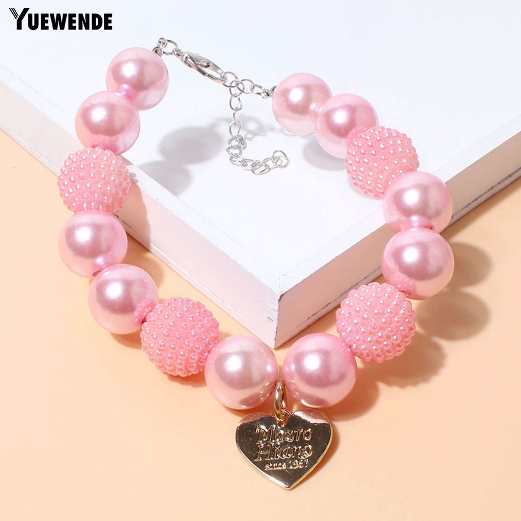 Vòng Cổ Ngọc Trai Giả Mặt Trái Tim Bằng Nhựa Resin Thời Trang Cho Cún Cưng YR.T