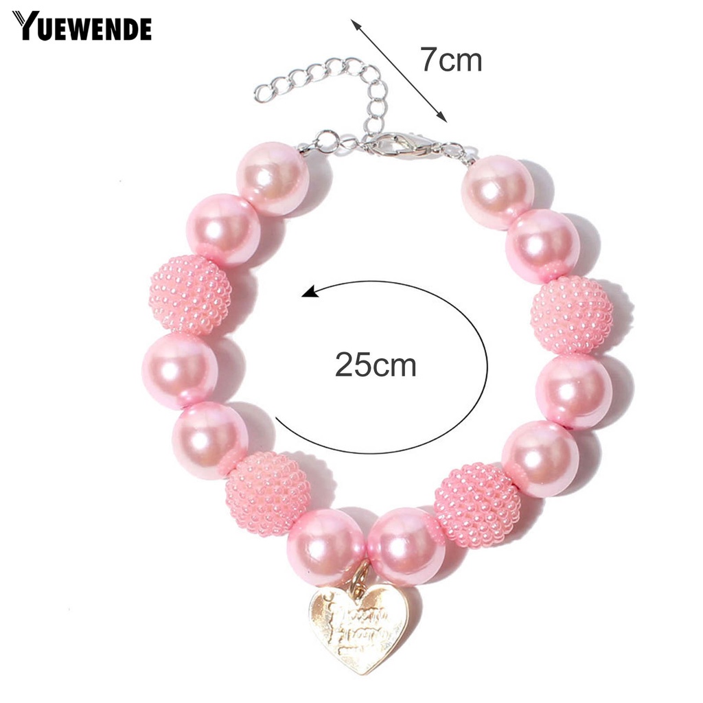 Vòng Cổ Ngọc Trai Giả Mặt Trái Tim Bằng Nhựa Resin Thời Trang Cho Cún Cưng YR.T