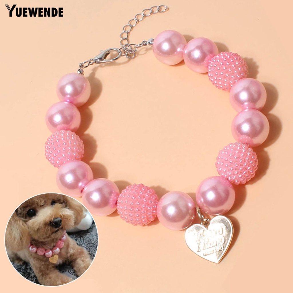 Vòng Cổ Ngọc Trai Giả Mặt Trái Tim Bằng Nhựa Resin Thời Trang Cho Cún Cưng YR.T