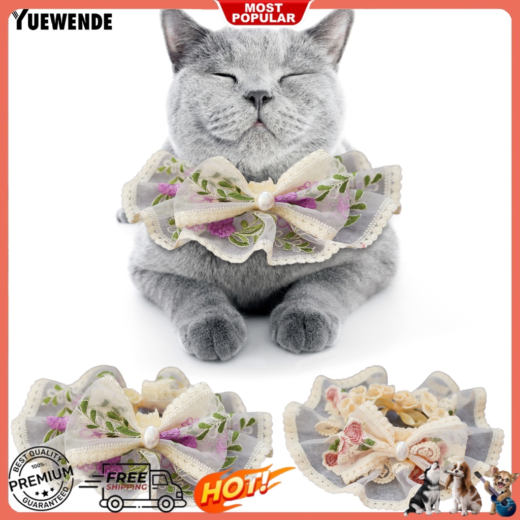 Yếm Đeo Cổ Thêu Hoa Xinh Xắn Cho Thú Cưng