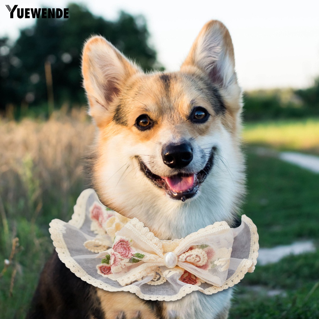 Yếm Đeo Cổ Thêu Hoa Xinh Xắn Cho Thú Cưng