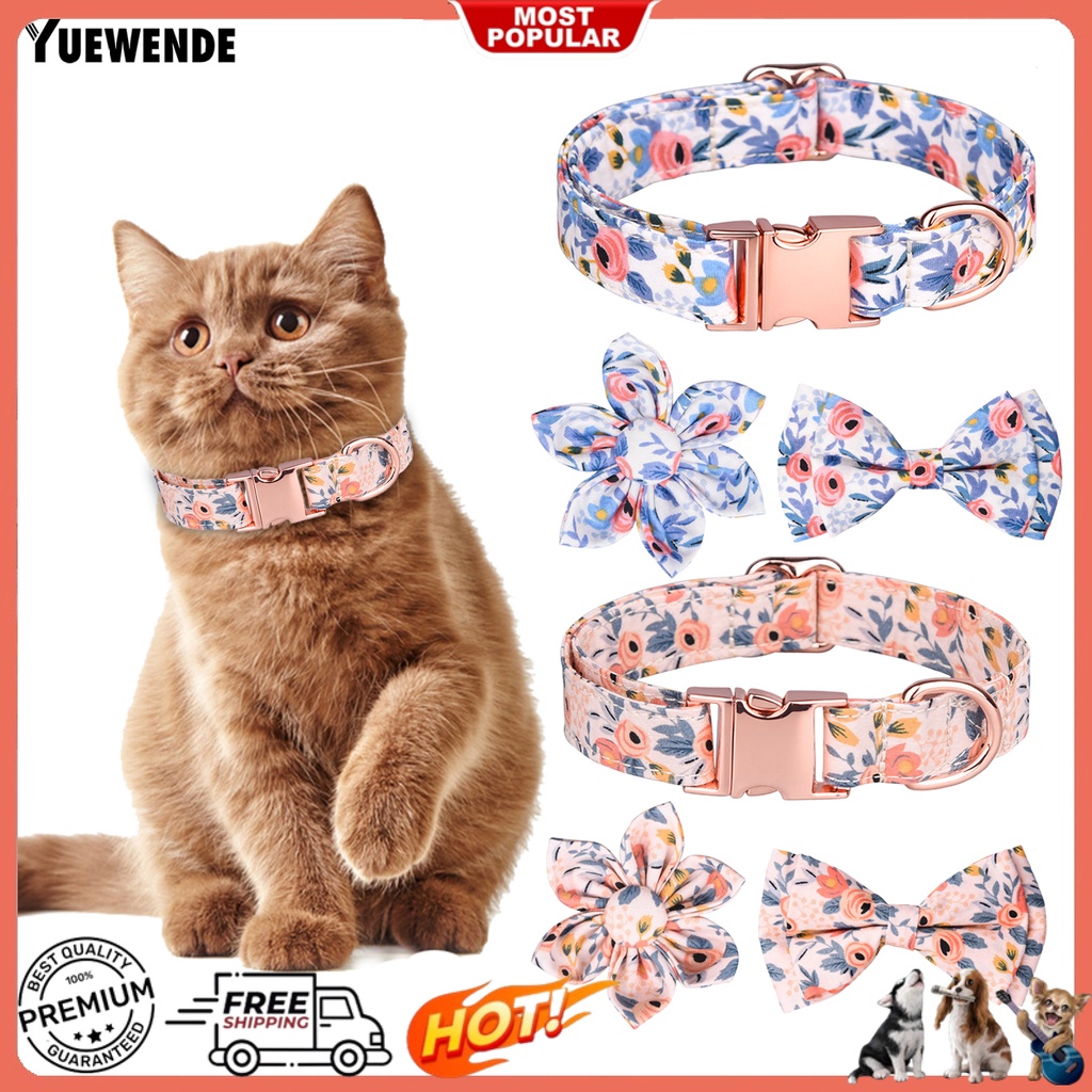 1 Bộ Vòng Cổ Chữ D Có Khóa Cài Điều Chỉnh Được In Họa Tiết Hoa Giáng Sinh Cho Thú Cưng YR.T