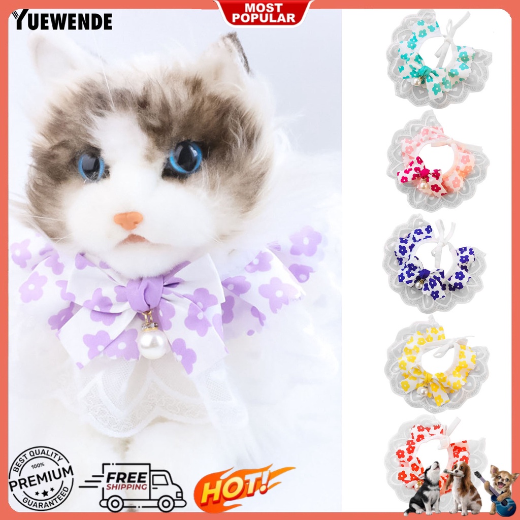 Yr.t Yếm Đeo Cổ Bằng Cotton Màu Sắc Tươi Sáng Thân Thiện Với Da In Họa Tiết Hoa Có Thể Giặt Rửa Cho Thú Cưng