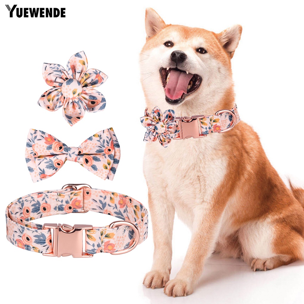 1 Bộ Vòng Cổ Chữ D Có Khóa Cài Điều Chỉnh Được In Họa Tiết Hoa Giáng Sinh Cho Thú Cưng YR.T