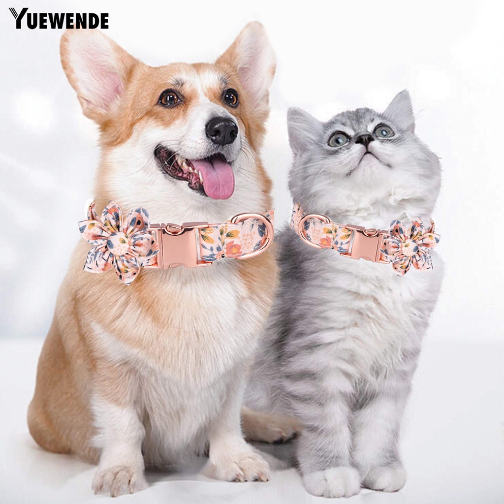 1 Bộ Vòng Cổ Chữ D Có Khóa Cài Điều Chỉnh Được In Họa Tiết Hoa Giáng Sinh Cho Thú Cưng YR.T