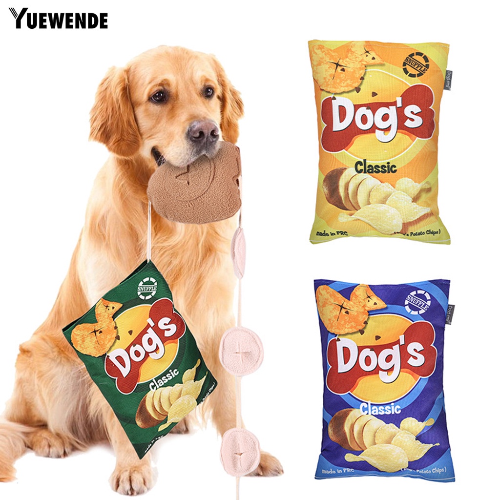 Đồ Chơi Huấn Luyện Thú Cưng Hình Chip Khoai Tây Chiên Bằng Sợi Polyester Mềm Mại Có Âm Thanh Kép Chống Cắn Có Thể Giặt Sạch