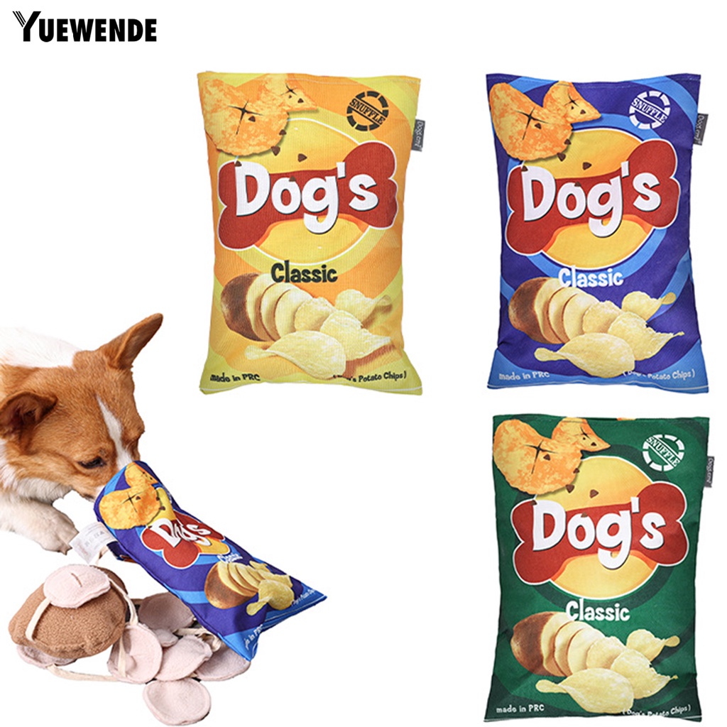 Đồ Chơi Huấn Luyện Thú Cưng Hình Chip Khoai Tây Chiên Bằng Sợi Polyester Mềm Mại Có Âm Thanh Kép Chống Cắn Có Thể Giặt Sạch