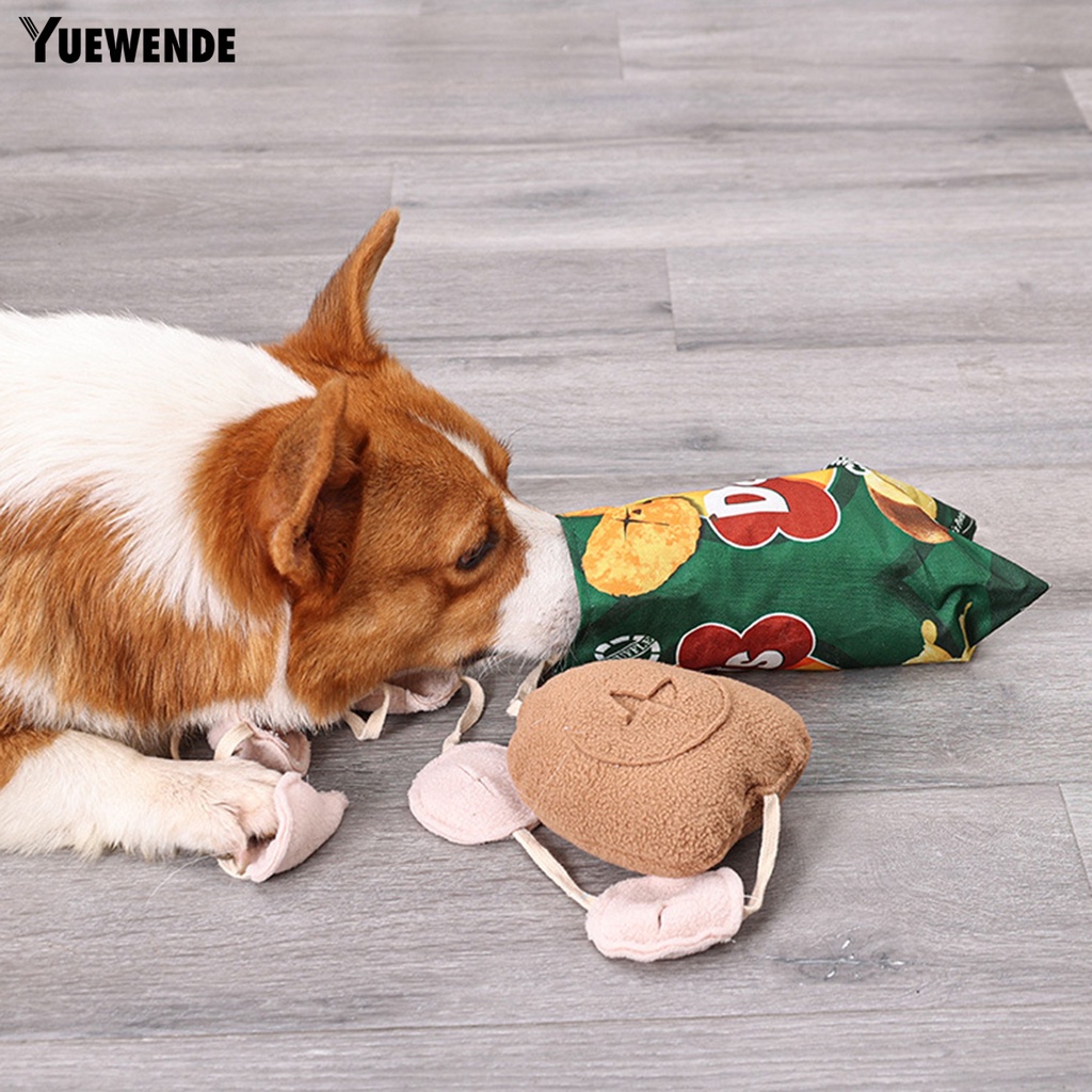 Đồ Chơi Huấn Luyện Thú Cưng Hình Chip Khoai Tây Chiên Bằng Sợi Polyester Mềm Mại Có Âm Thanh Kép Chống Cắn Có Thể Giặt Sạch