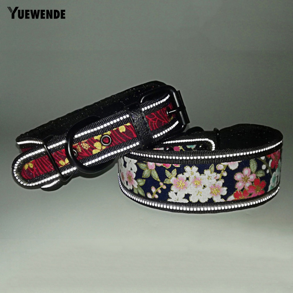 Vòng Cổ Mềm Mại Họa Tiết Hoa Phản Quang Tùy Chỉnh Cho Thú Cưng