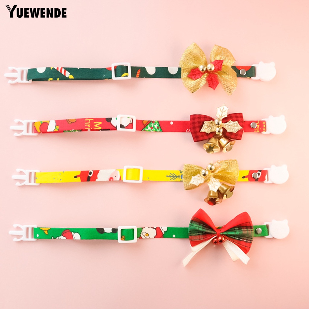 Vòng Cổ Giáng Sinh Chống Cắn Không Dính Có Thể Điều Chỉnh Gắn Chuông Và Nơ Cho Thú Cưng YR.T