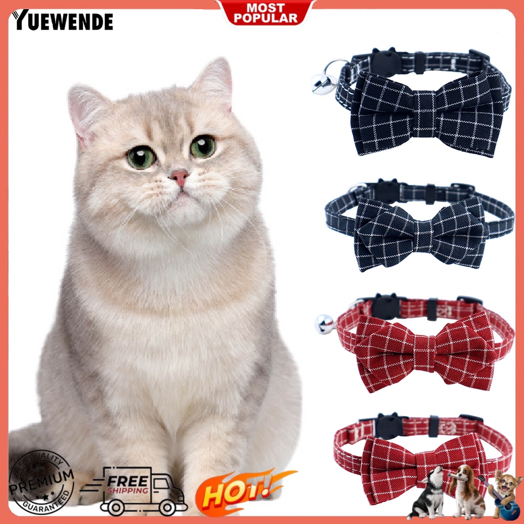 Yr.t Vòng Cổ Bắt Nơ In Caro Có Thể Điều Chỉnh Cho Thú Cưng