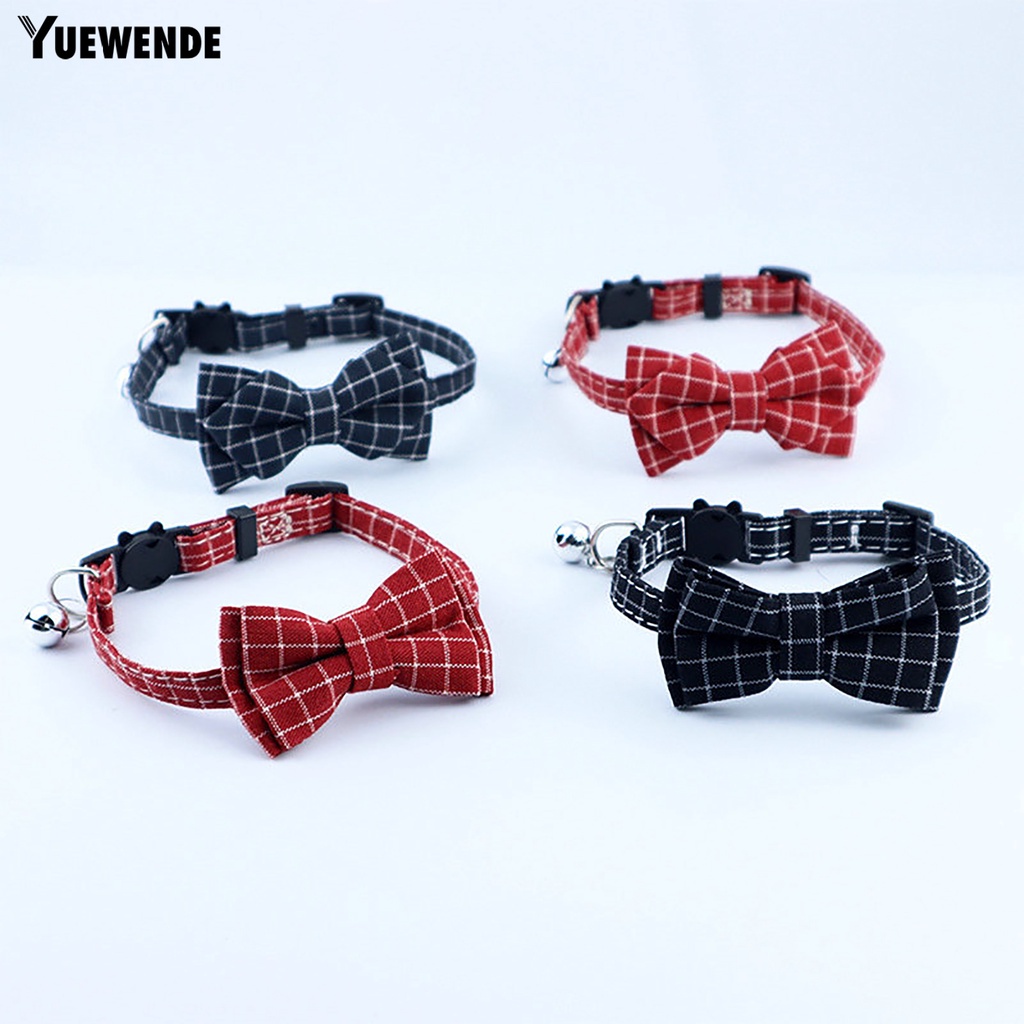 Yr.t Vòng Cổ Bắt Nơ In Caro Có Thể Điều Chỉnh Cho Thú Cưng