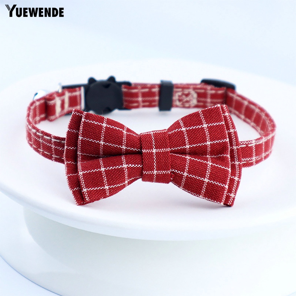 Yr.t Vòng Cổ Bắt Nơ In Caro Có Thể Điều Chỉnh Cho Thú Cưng