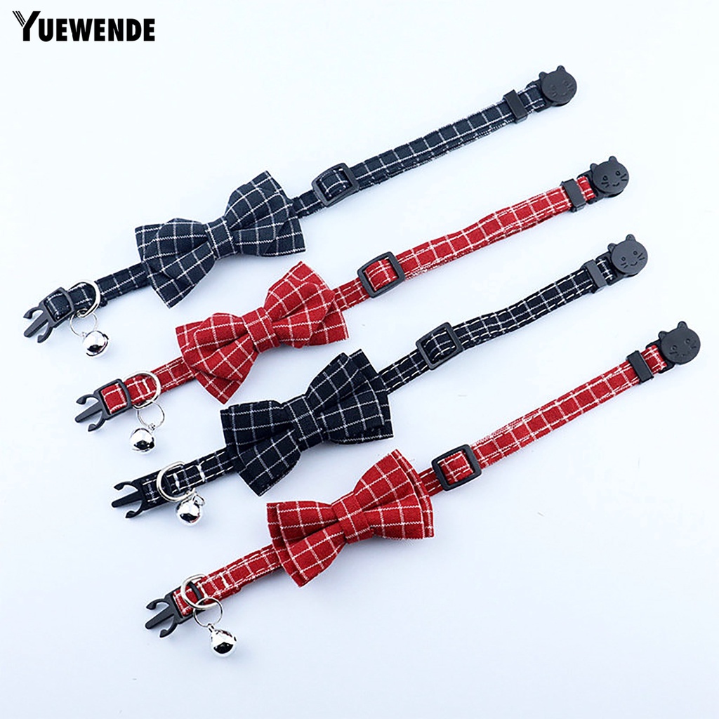 Yr.t Vòng Cổ Bắt Nơ In Caro Có Thể Điều Chỉnh Cho Thú Cưng