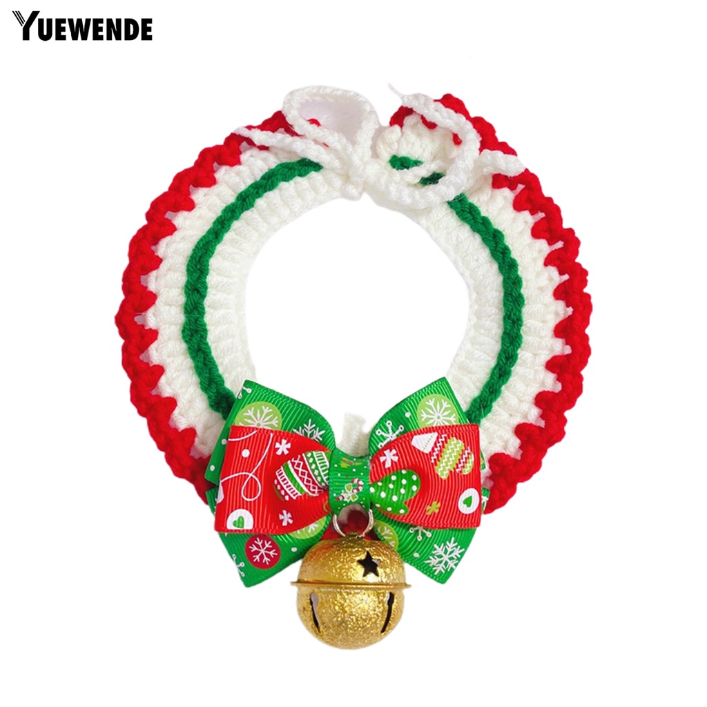 Yr.t Vòng Cổ Polyester Co Giãn Không Gây Kích Ứng Có Thể Điều Chỉnh Họa Tiết Thắt Nơ Trang Trí Giáng Sinh Dành Cho Thú Cưng