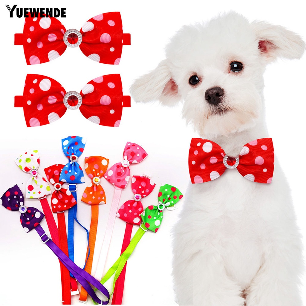 Set 5 Vòng Cổ Mềm Mại Thoải Mái Họa Tiết Chấm Bi Đính Nơ Cho Thú Cưng