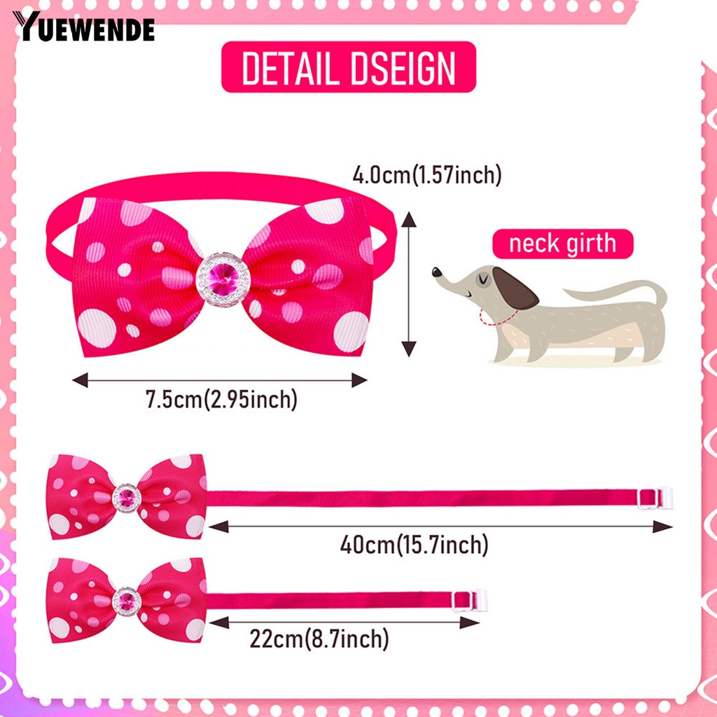 Set 5 Vòng Cổ Mềm Mại Thoải Mái Họa Tiết Chấm Bi Đính Nơ Cho Thú Cưng