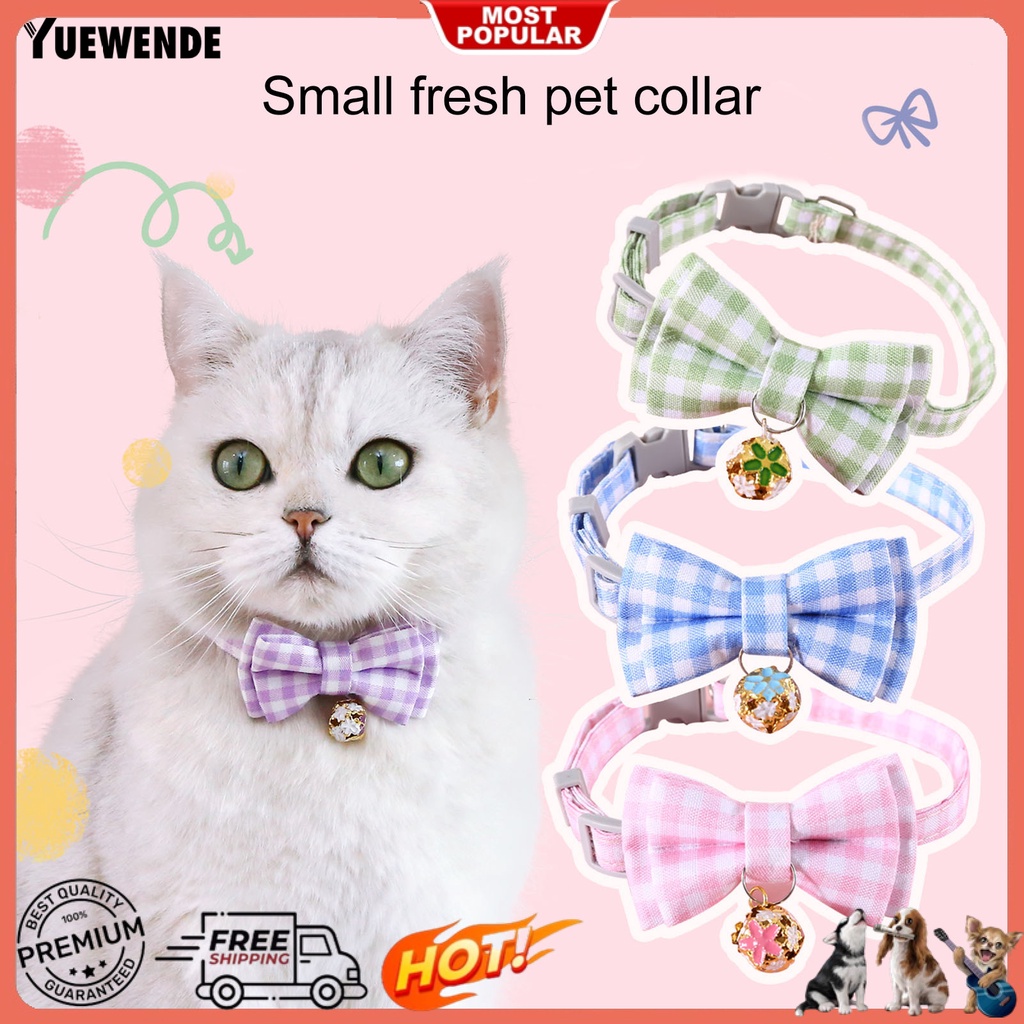 Vòng Cổ Họa Tiết Kẻ Sọc Có Chuông Và Nơ Dễ Thương Tùy Chỉnh Thời Trang Cho Thú Cưng YR.T