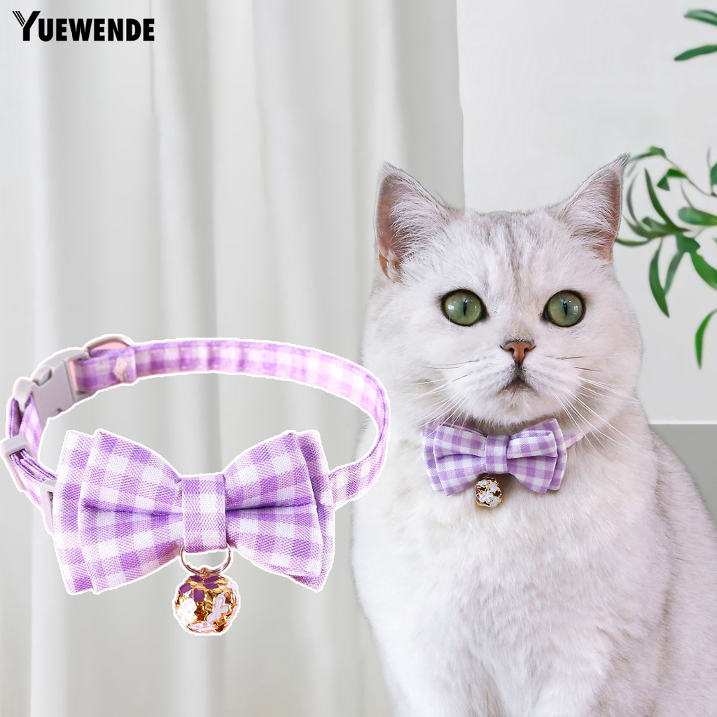 Vòng Cổ Họa Tiết Kẻ Sọc Có Chuông Và Nơ Dễ Thương Tùy Chỉnh Thời Trang Cho Thú Cưng YR.T