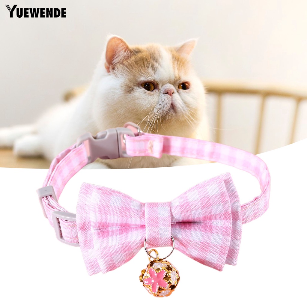Vòng Cổ Họa Tiết Kẻ Sọc Có Chuông Và Nơ Dễ Thương Tùy Chỉnh Thời Trang Cho Thú Cưng YR.T