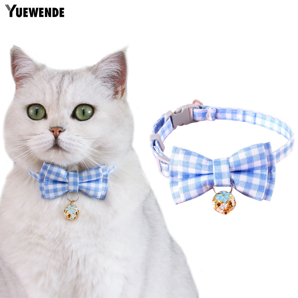 Vòng Cổ Họa Tiết Kẻ Sọc Có Chuông Và Nơ Dễ Thương Tùy Chỉnh Thời Trang Cho Thú Cưng YR.T