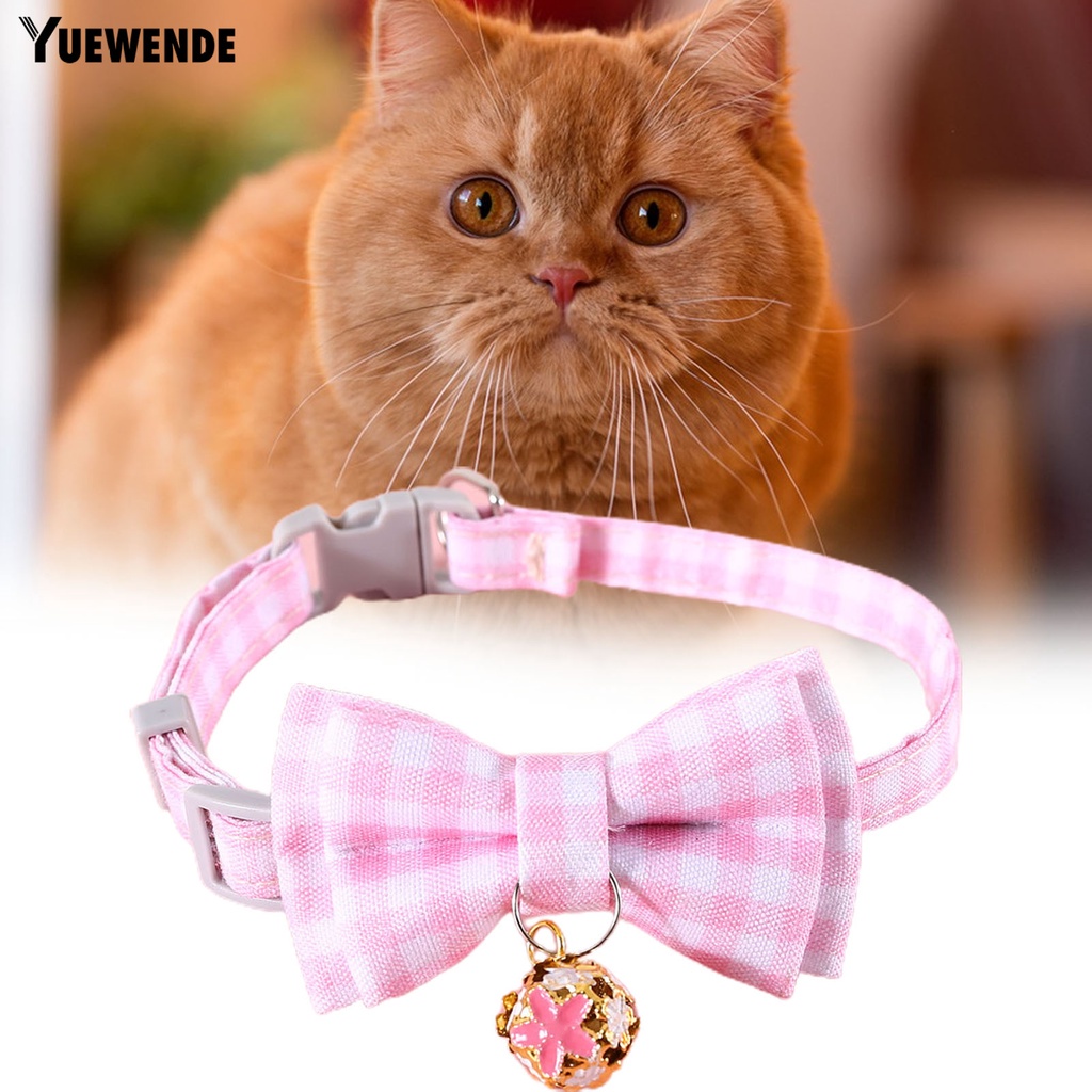 Vòng Cổ Họa Tiết Kẻ Sọc Có Chuông Và Nơ Dễ Thương Tùy Chỉnh Thời Trang Cho Thú Cưng YR.T