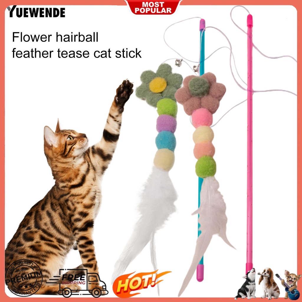 Gậy Trêu Mèo Hình Bông Hoa Chống Cắn &amp; Lông Vũ