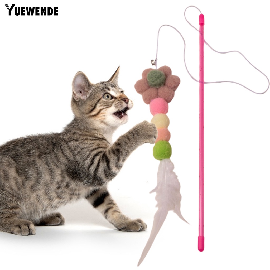 Gậy Trêu Mèo Hình Bông Hoa Chống Cắn &amp; Lông Vũ