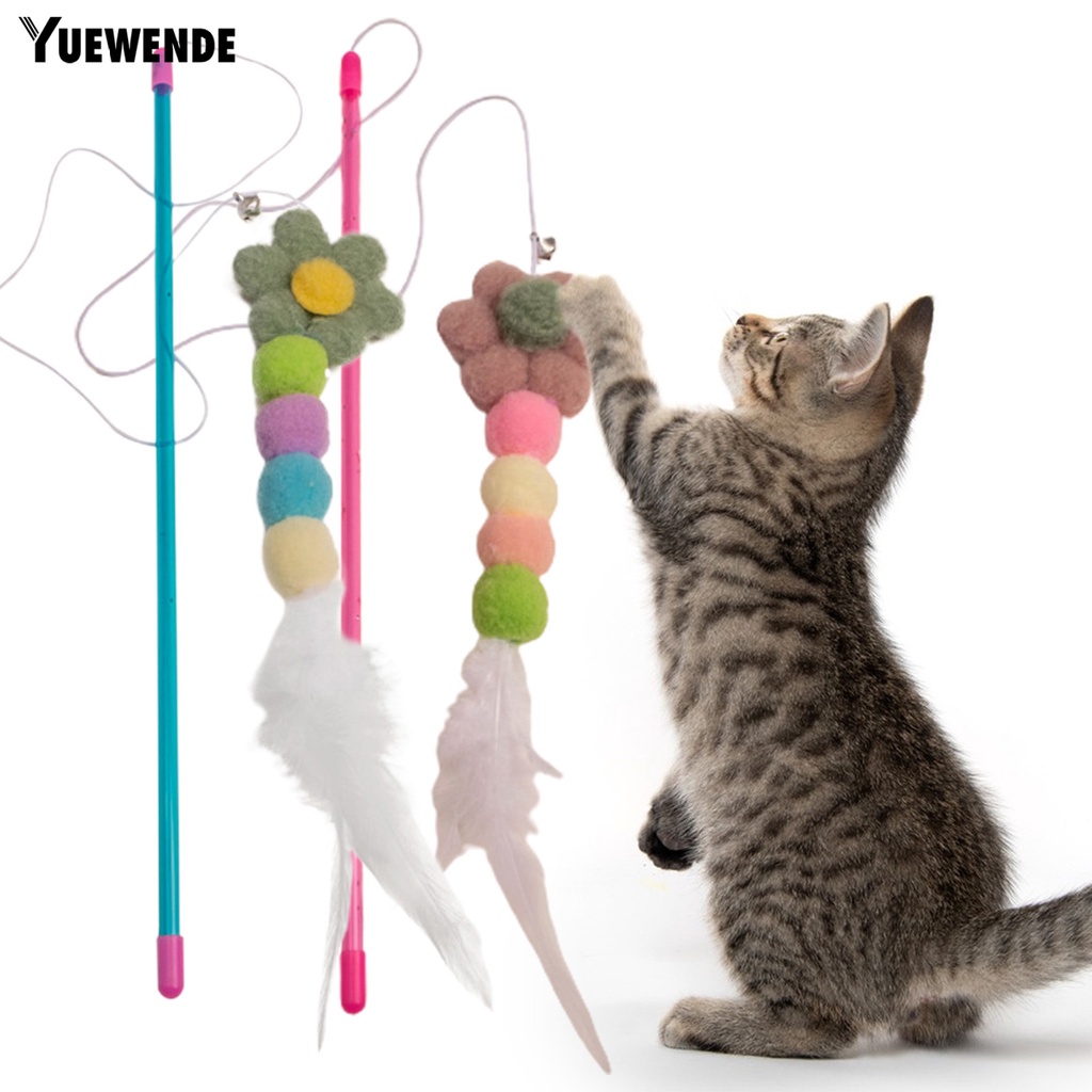 Gậy Trêu Mèo Hình Bông Hoa Chống Cắn &amp; Lông Vũ