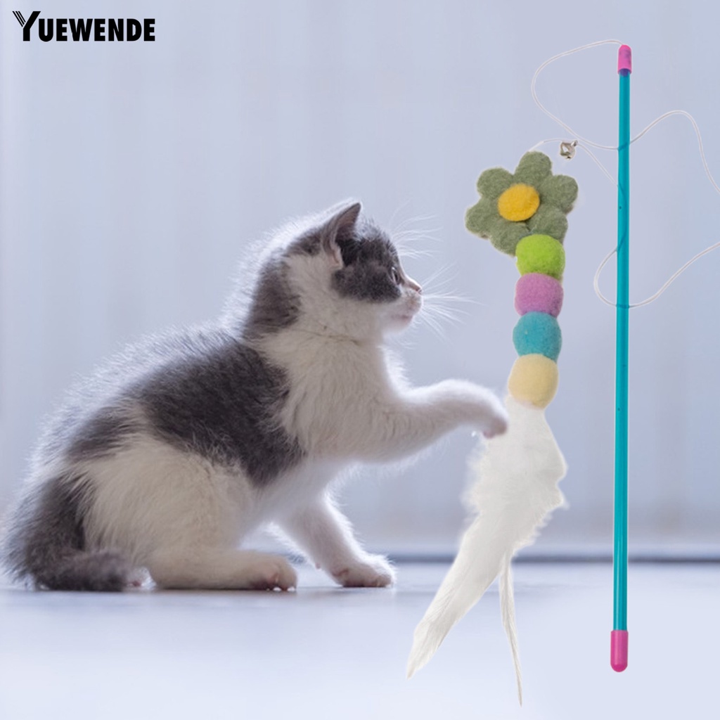 Gậy Trêu Mèo Hình Bông Hoa Chống Cắn &amp; Lông Vũ