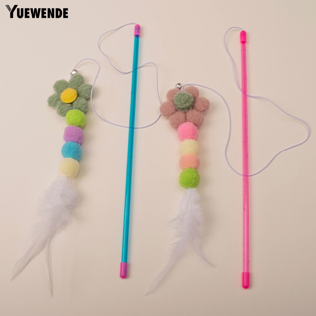 Gậy Trêu Mèo Hình Bông Hoa Chống Cắn &amp; Lông Vũ
