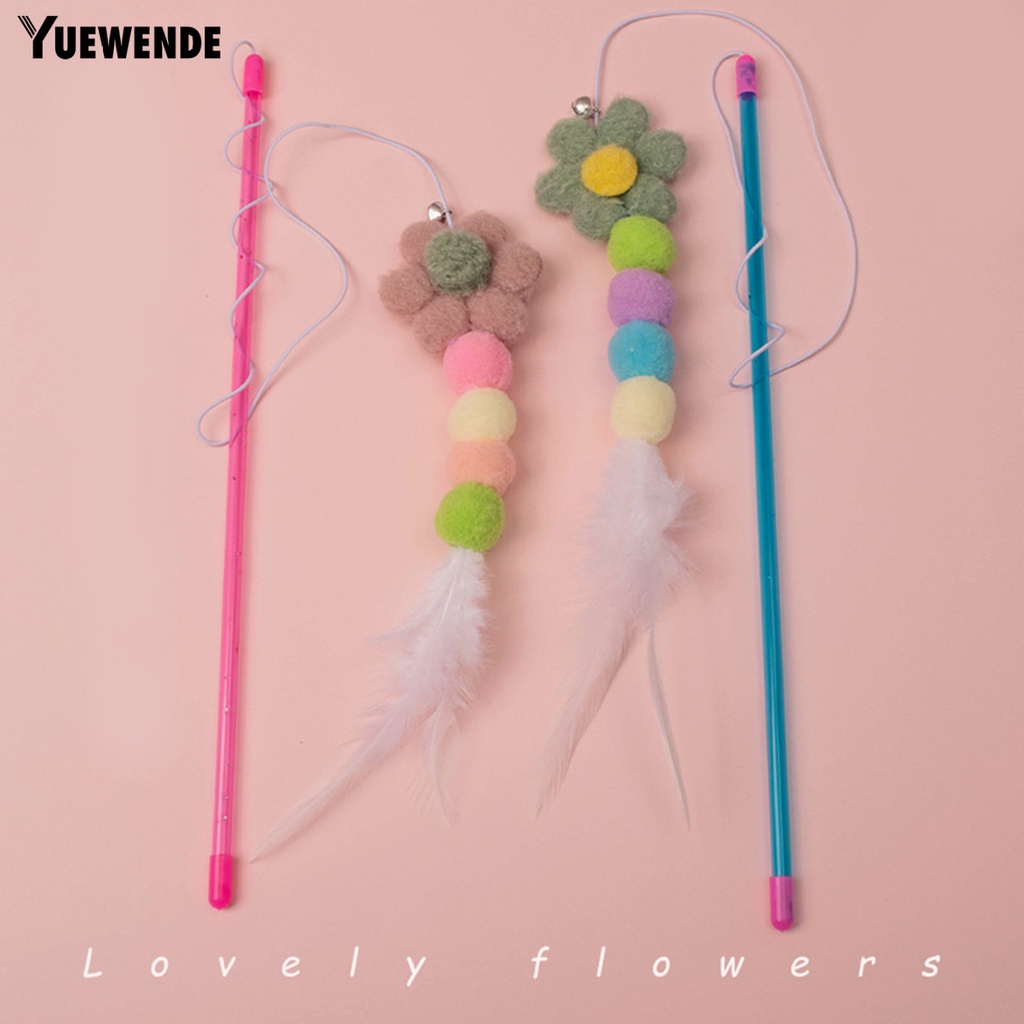 Gậy Trêu Mèo Hình Bông Hoa Chống Cắn &amp; Lông Vũ