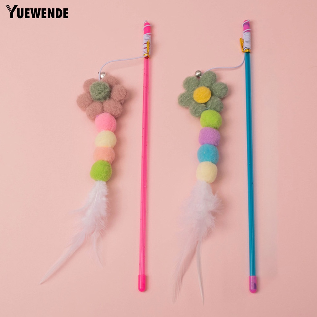 Gậy Trêu Mèo Hình Bông Hoa Chống Cắn &amp; Lông Vũ