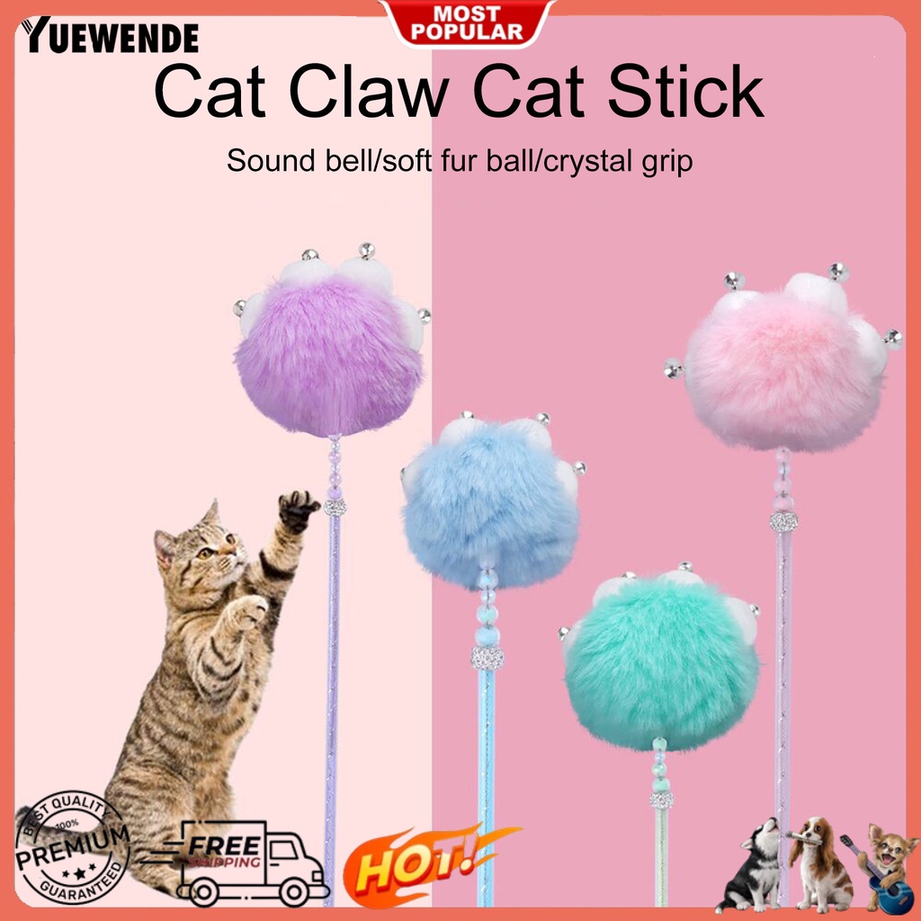 Gậy Trêu Mèo Bằng Pha Lê Giả Có Chuông Và Bóng Lông Mềm Mại Giảm Căng Thẳng Đa Năng