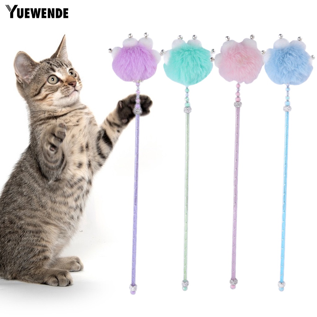 Gậy Trêu Mèo Bằng Pha Lê Giả Có Chuông Và Bóng Lông Mềm Mại Giảm Căng Thẳng Đa Năng