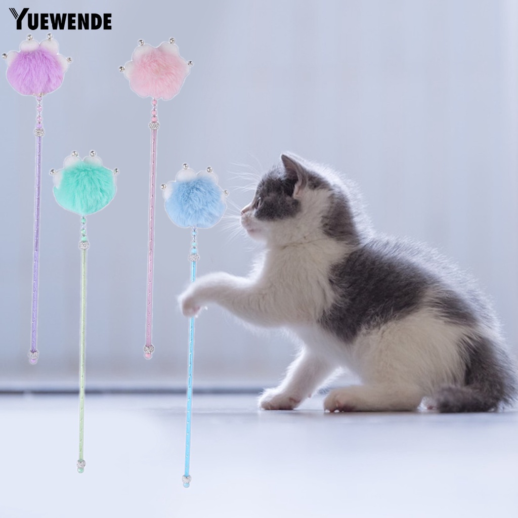 Gậy Trêu Mèo Bằng Pha Lê Giả Có Chuông Và Bóng Lông Mềm Mại Giảm Căng Thẳng Đa Năng