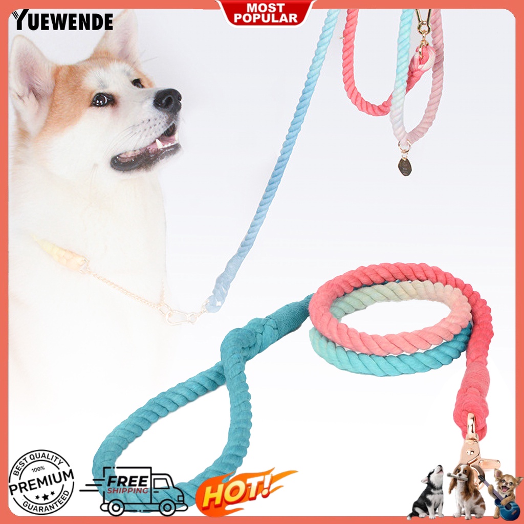 Dây Dắt Thú Cưng Đi Dạo Bằng Sợi Cotton Bện Màu Gradient Chống Mòn Tiện Dụng