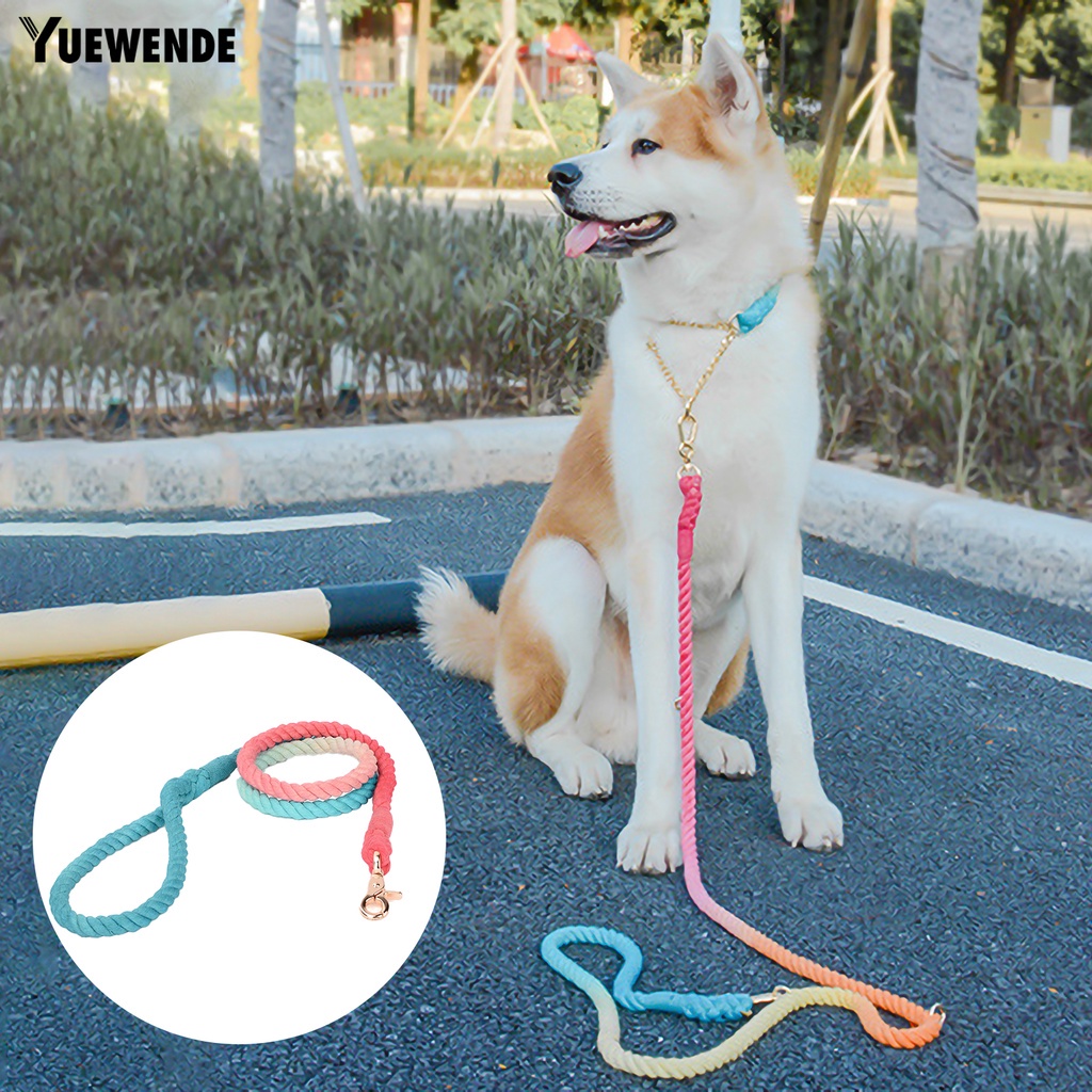 Dây Dắt Thú Cưng Đi Dạo Bằng Sợi Cotton Bện Màu Gradient Chống Mòn Tiện Dụng
