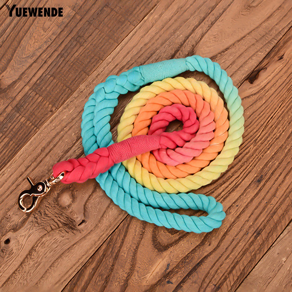 Dây Dắt Thú Cưng Đi Dạo Bằng Sợi Cotton Bện Màu Gradient Chống Mòn Tiện Dụng