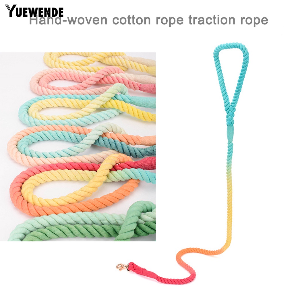 Dây Dắt Thú Cưng Đi Dạo Bằng Sợi Cotton Bện Màu Gradient Chống Mòn Tiện Dụng